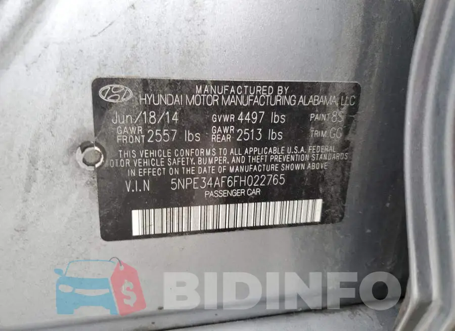 5NPE34AF6FH022765 Photo# 12