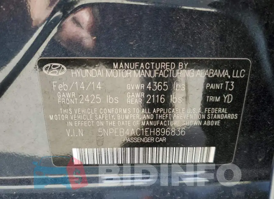 5NPEB4AC1EH896836 Photo# 12
