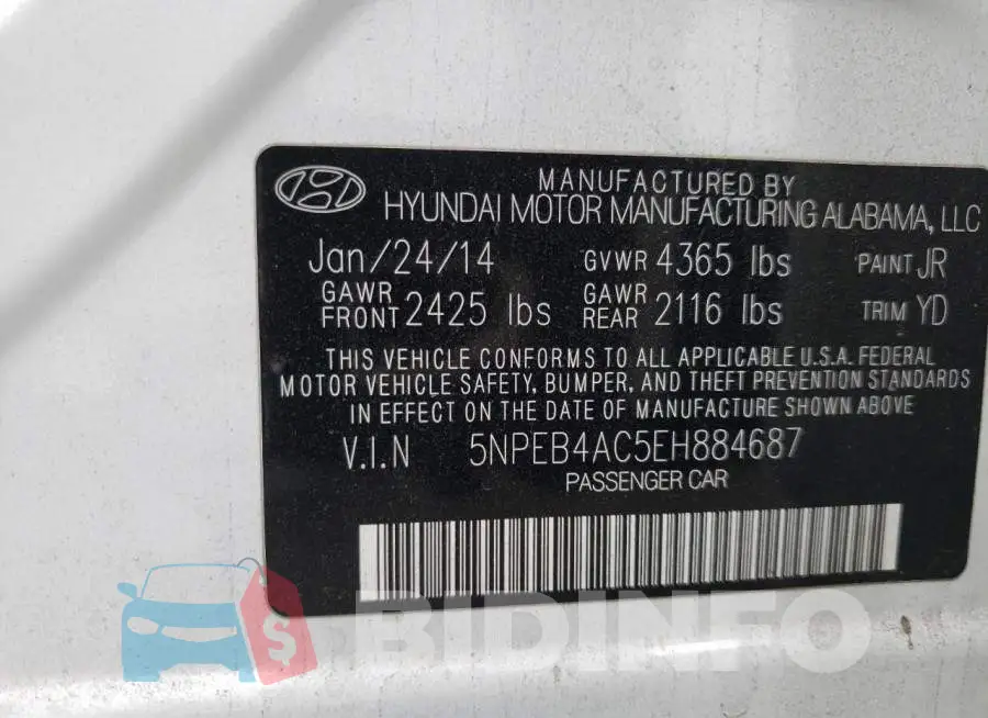 5NPEB4AC5EH884687 Photo# 12