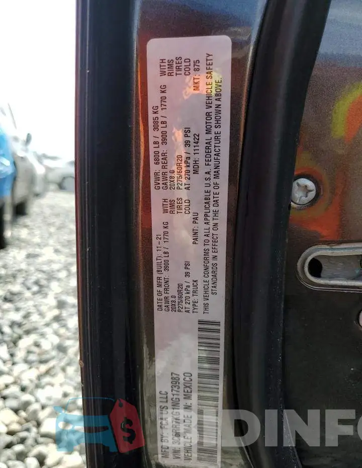 3C6RR7KG1NG173987 Photo# 12