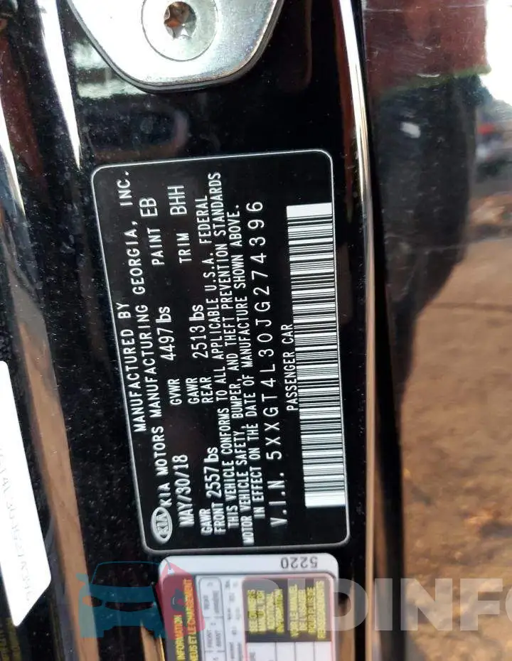 5XXGT4L30JG274396 Photo# 12
