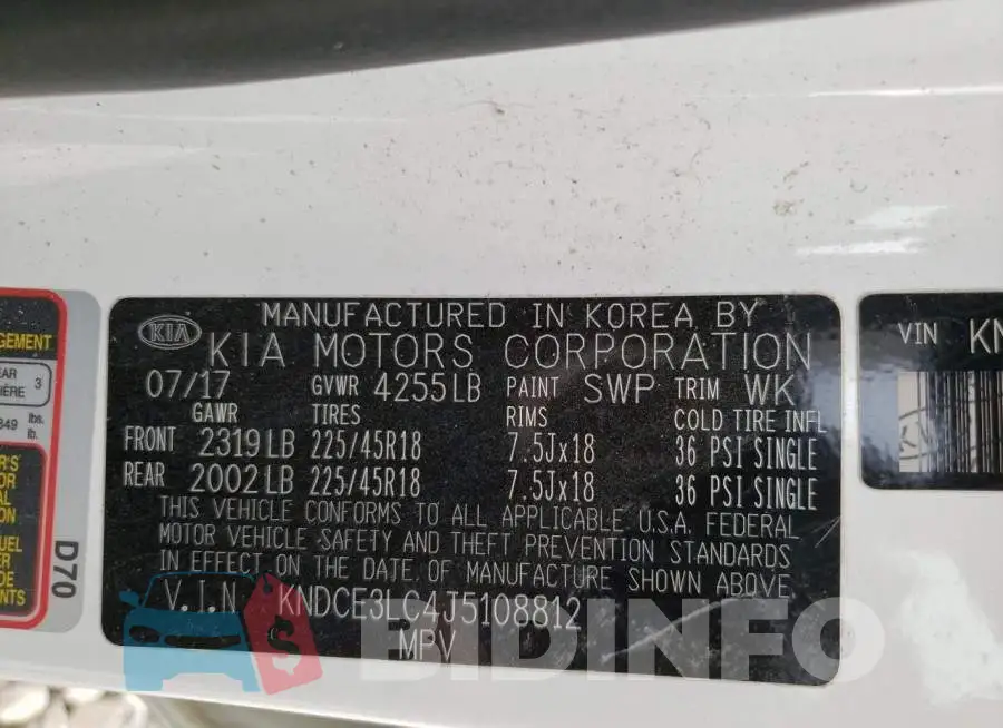 KNDCE3LC4J5108812 Photo# 12
