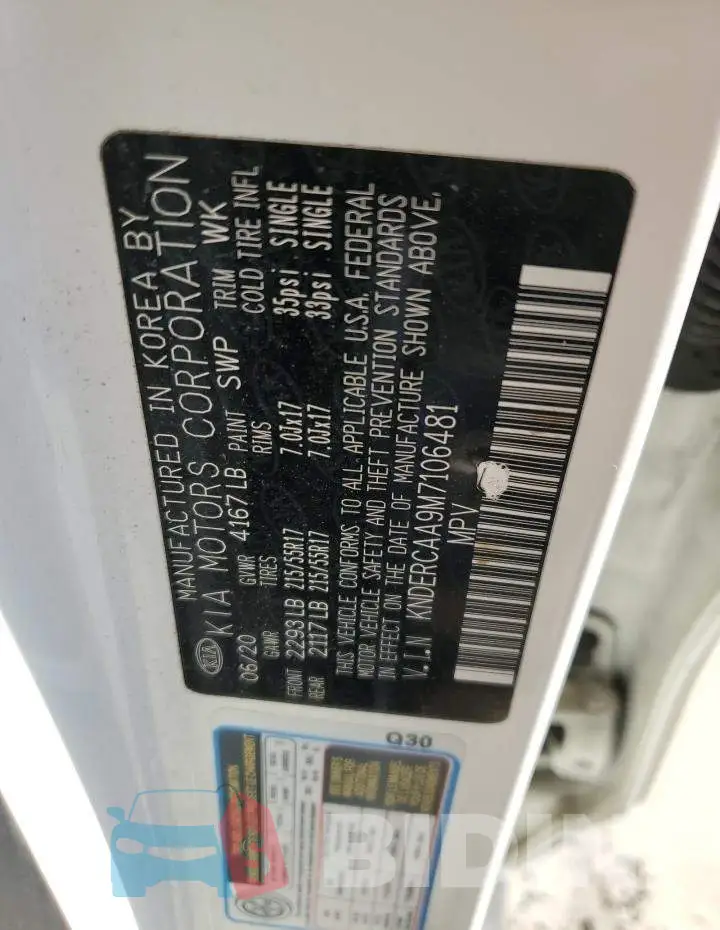KNDERCAA9M7106481 Photo# 13