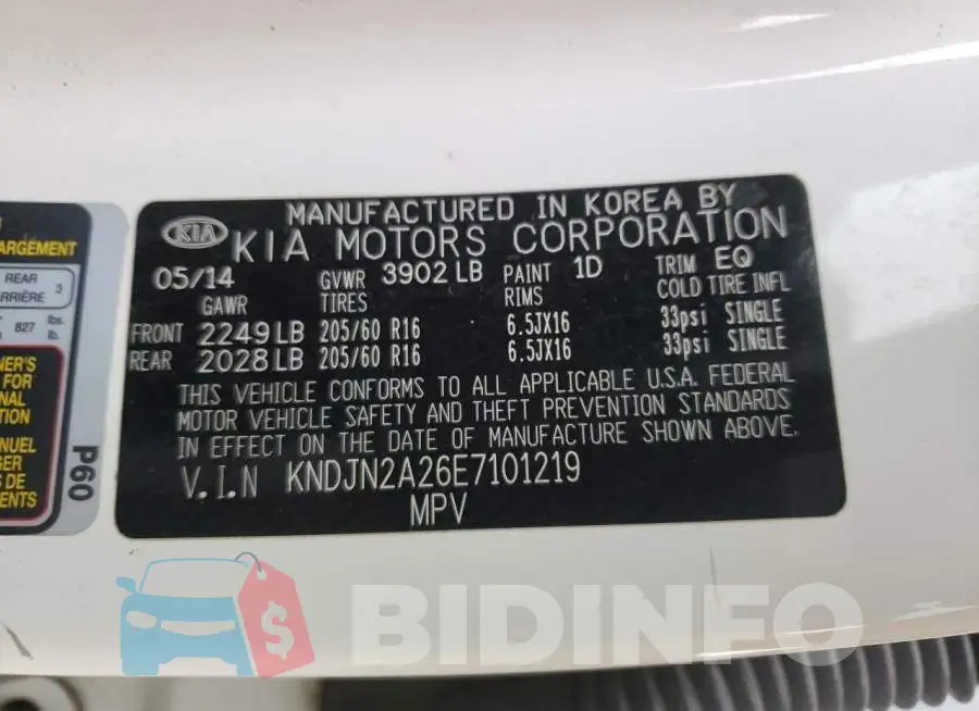 KNDJN2A26E7101219 Photo# 14