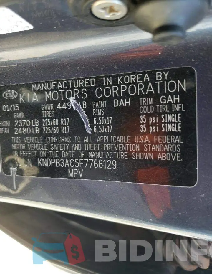 KNDPB3AC5F7766129 Photo# 13