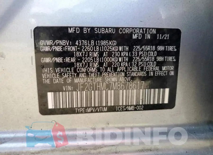 JF2GTHMC7M8678617 Photo# 13
