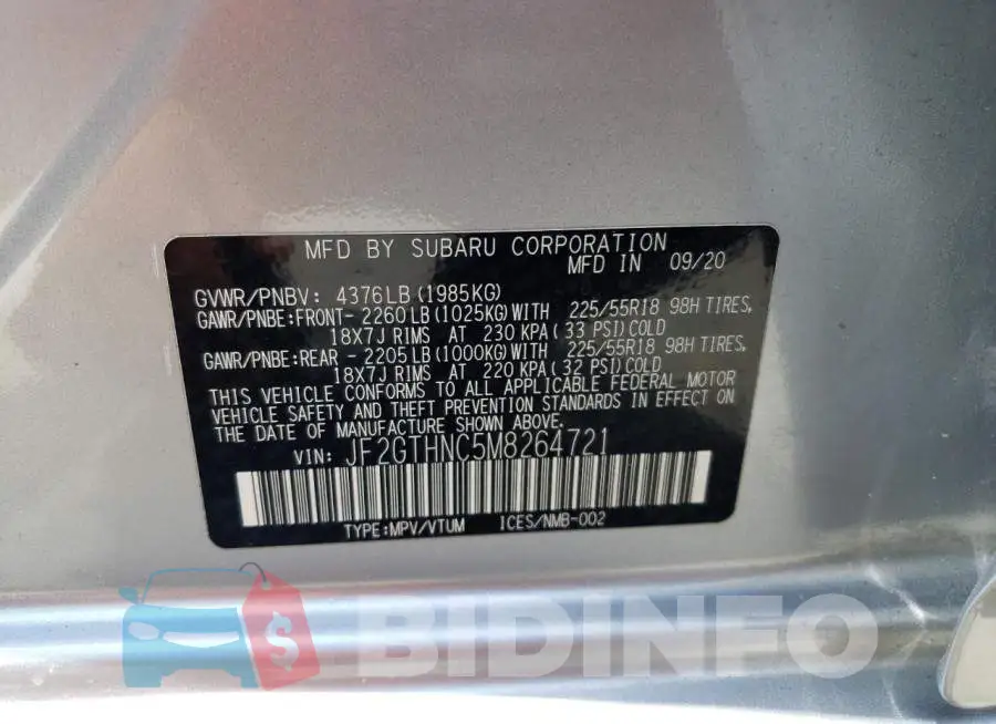 JF2GTHNC5M8264721 Photo# 12