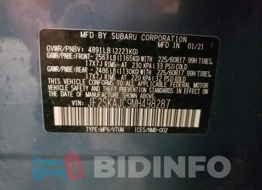 JF2SKAJC9MH498287 Photo# 12