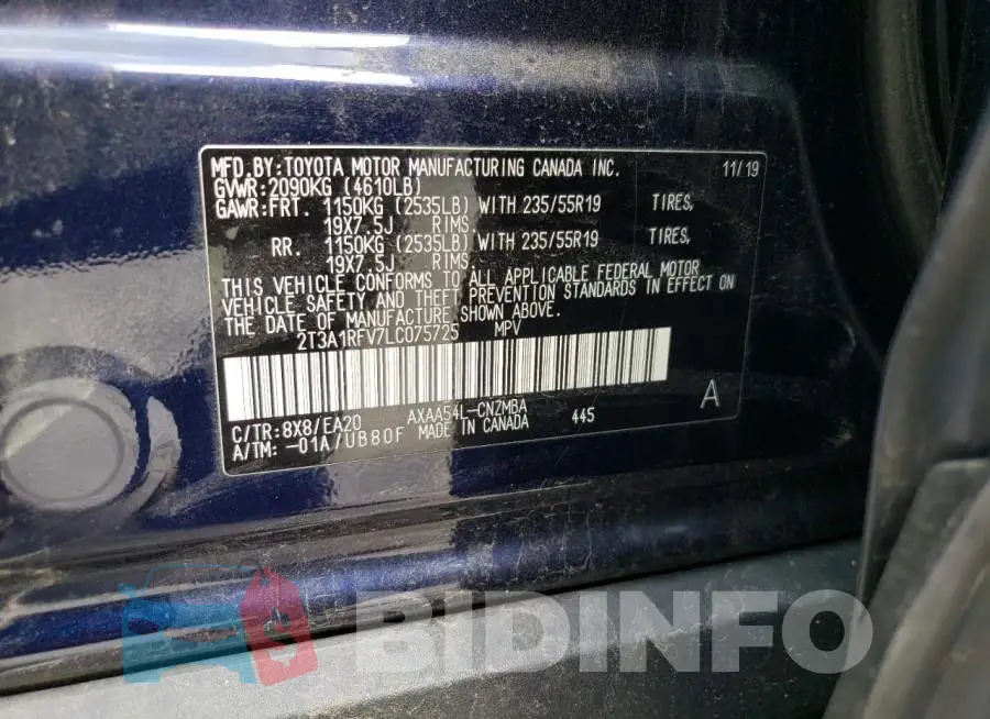 2T3A1RFV7LC075725 Photo# 12