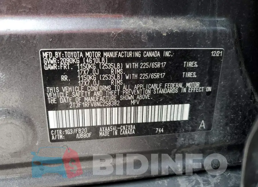 2T3F1RFV8NC258382 Photo# 13