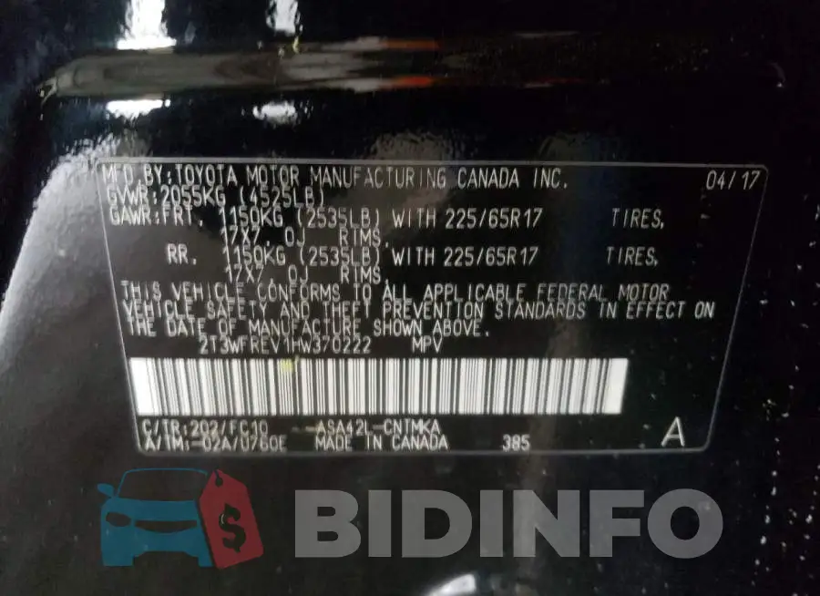 2T3WFREV1HW370222 Photo# 13