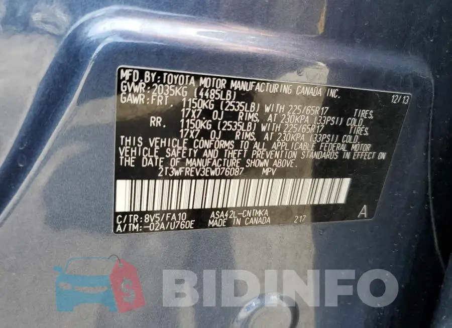 2T3WFREV3EW076087 Photo# 14