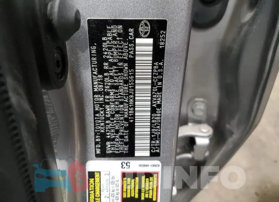 4T1B61HK8JU155615 Photo# 12