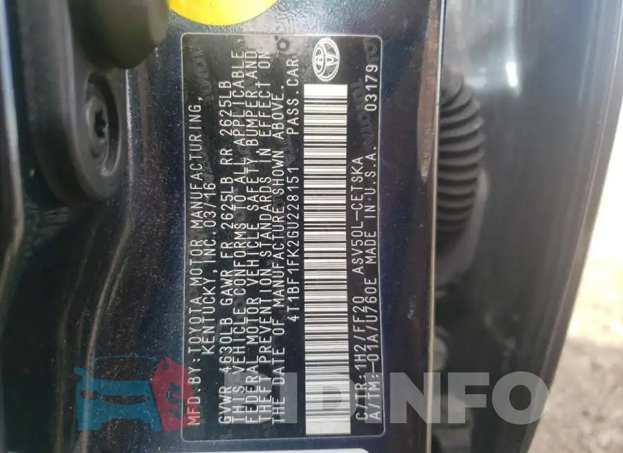 4T1BF1FK2GU228151 Photo# 13