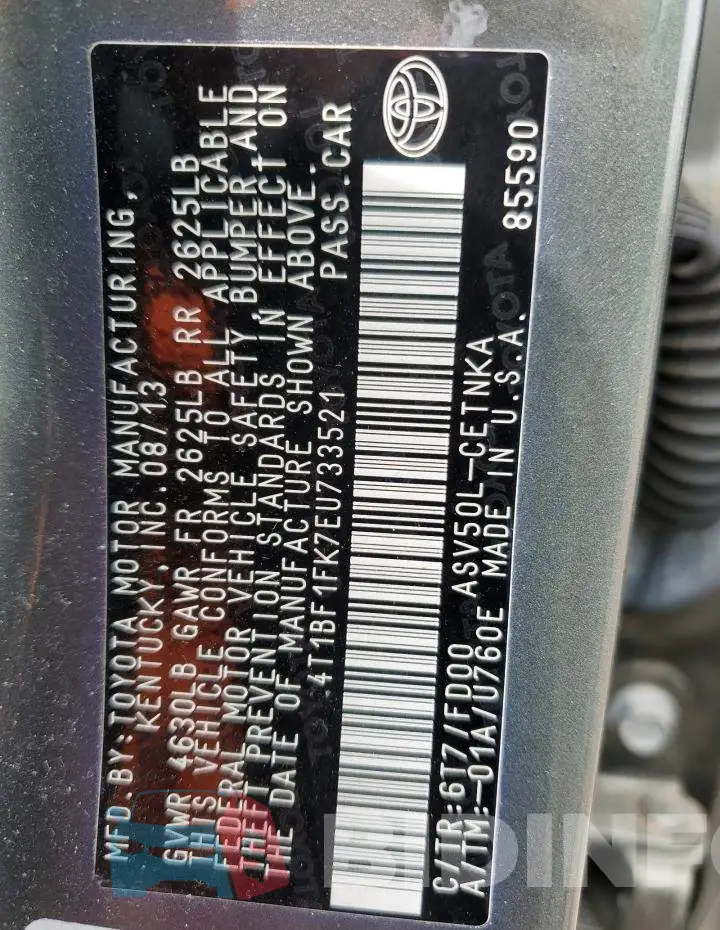 4T1BF1FK7EU733521 Photo# 12
