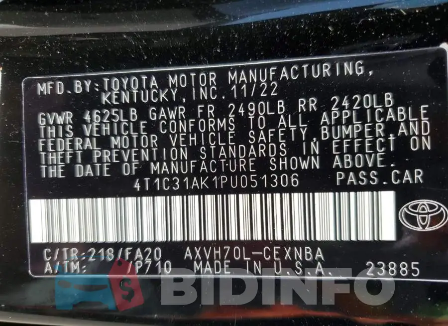 4T1C31AK1PU051306 Photo# 12