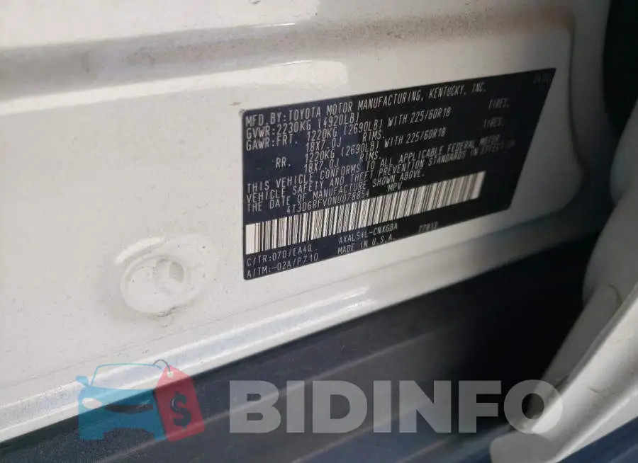 4T3D6RFV0NU078854 Photo# 13