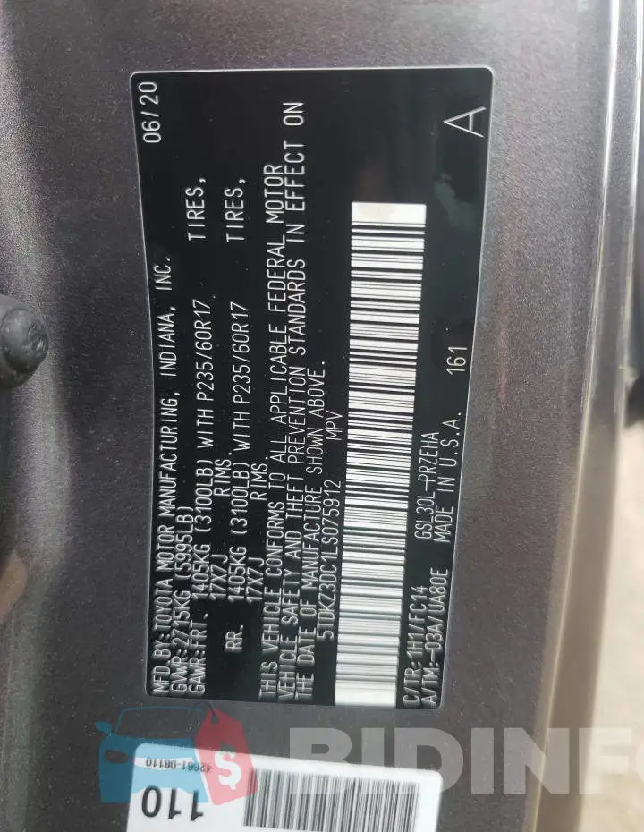 5TDKZ3DC1LS075912 Photo# 14