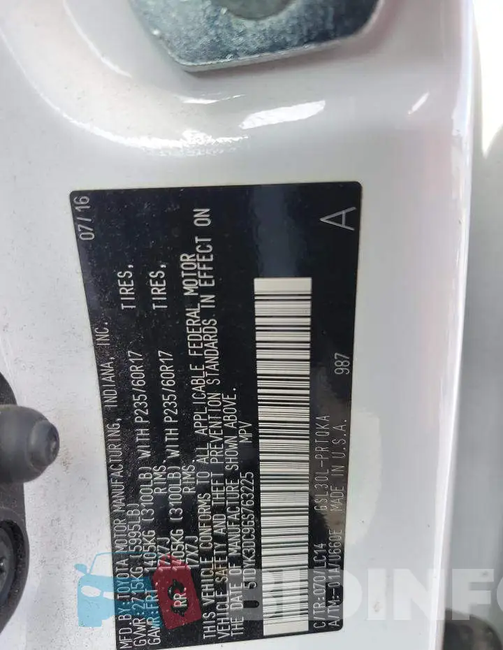5TDYK3DC9GS763225 Photo# 14
