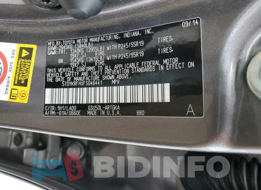 5TDYKRFHXFS046441 Photo# 14
