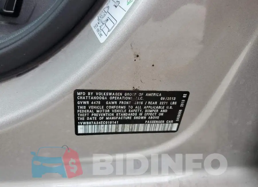 1VWBH7A34EC019141 Photo# 13