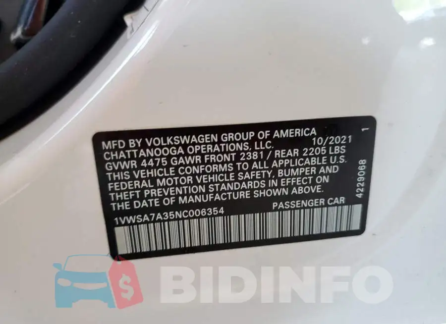 1VWSA7A35NC006354 Photo# 12