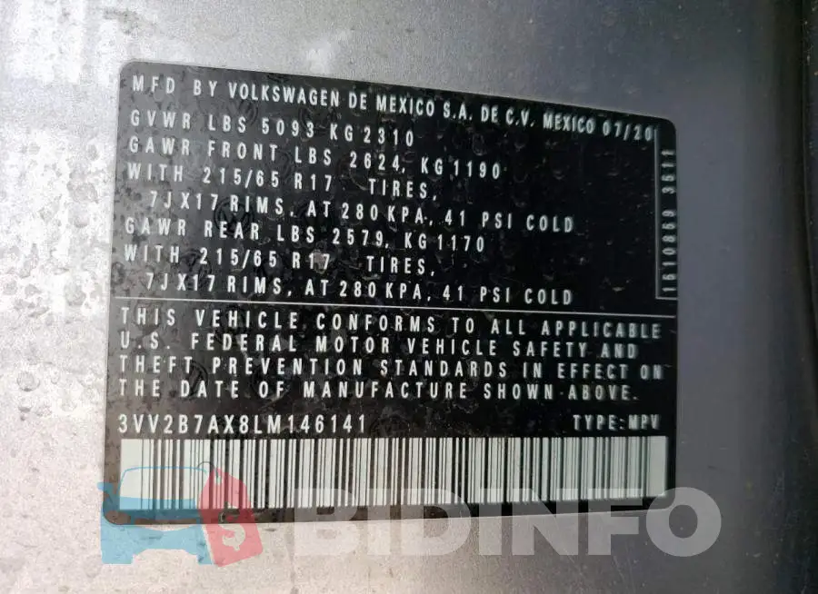 3VV2B7AX8LM146141 Photo# 13