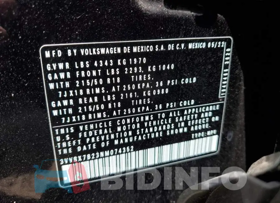 3VVRX7B23NM074352 Photo# 13