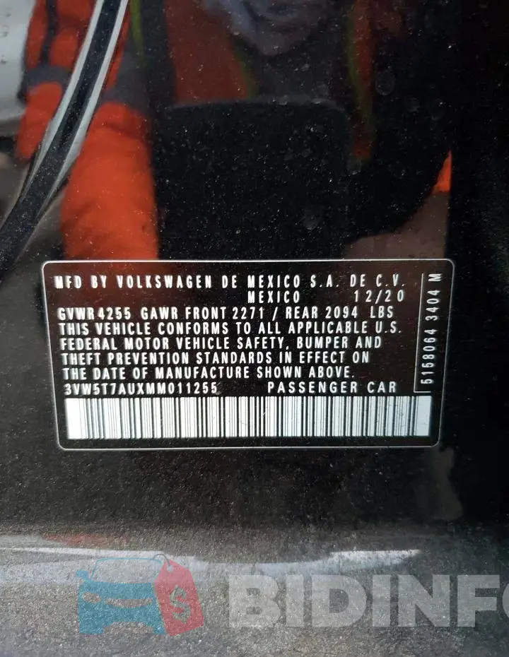 3VW5T7AUXMM011255 Photo# 13