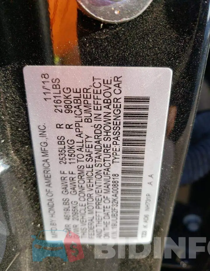 19UUB2F32KA008818 Photo# 12