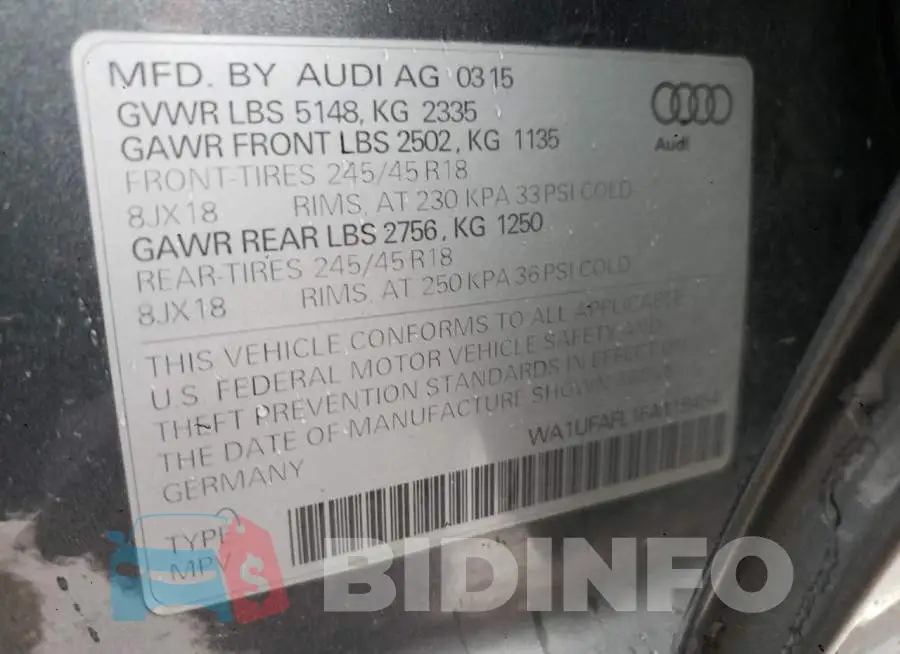 WA1UFAFL1FA119454 Photo# 12