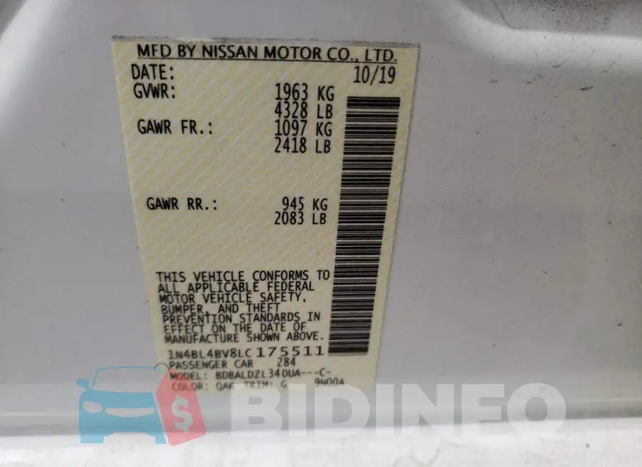 1N4BL4BV8LC175511 Photo# 12