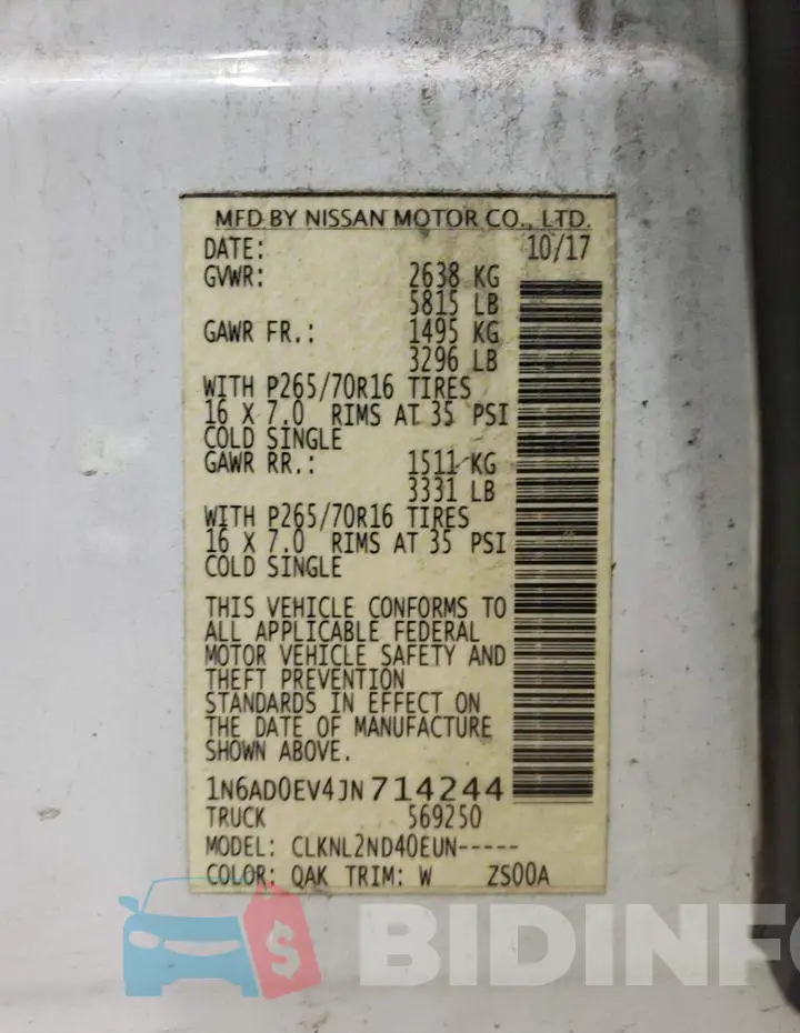 1N6AD0EV4JN714244 Photo# 12