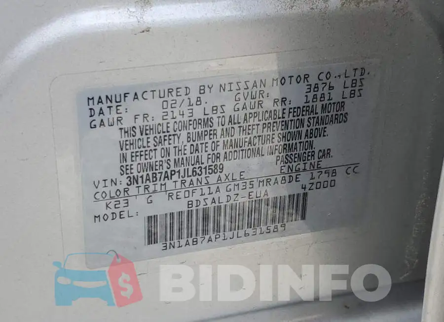 3N1AB7AP1JL631589 Photo# 13
