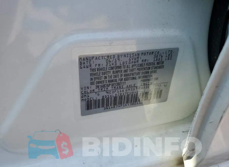 3N1AB7AP1KY380111 Photo# 12