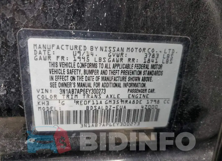 3N1AB7AP6EY300273 Photo# 12