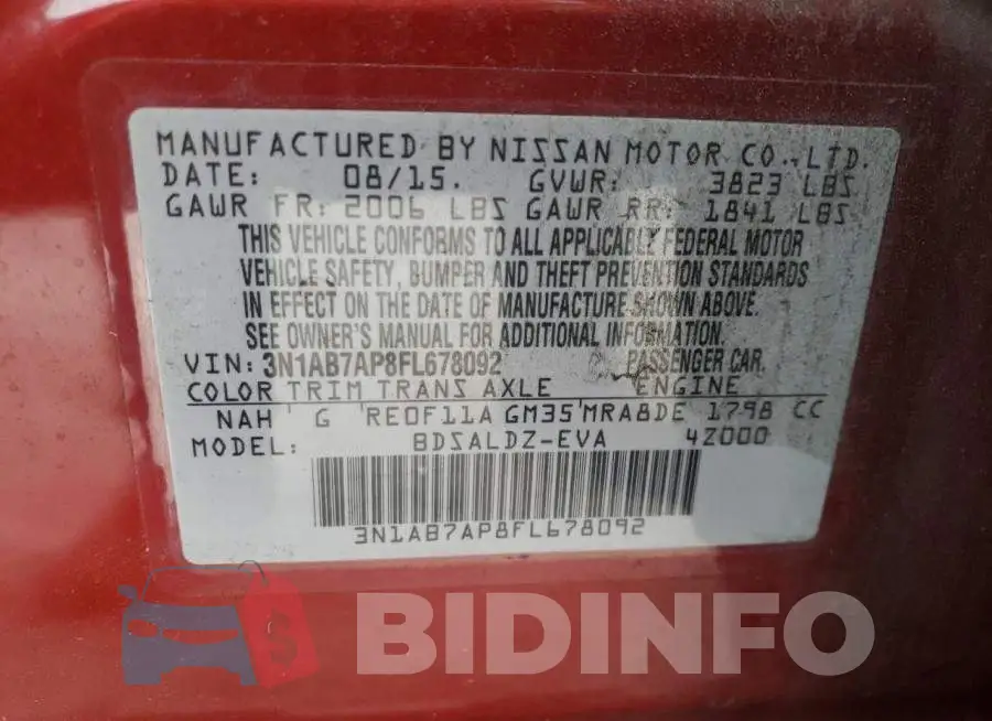 3N1AB7AP8FL678092 Photo# 13