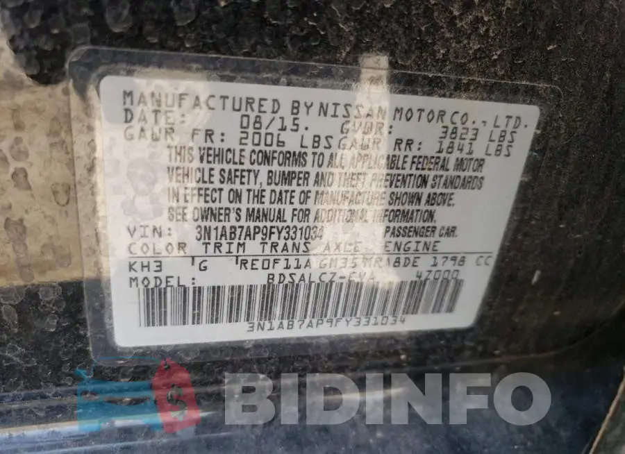 3N1AB7AP9FY331034 Photo# 13