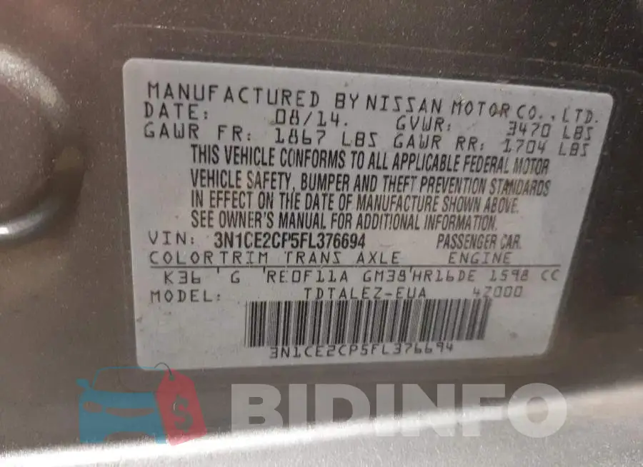 3N1CE2CP5FL376694 Photo# 12
