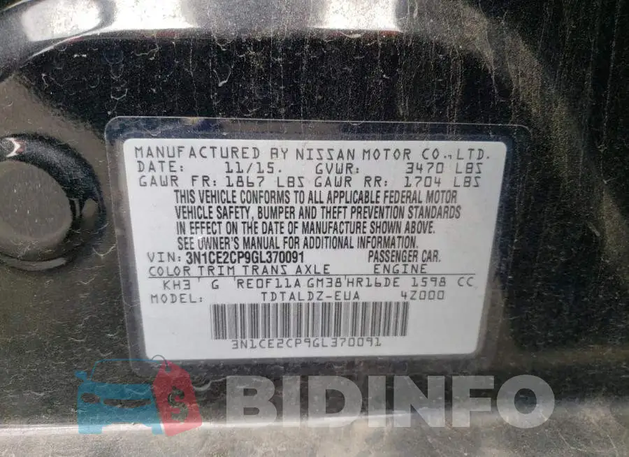 3N1CE2CP9GL370091 Photo# 12