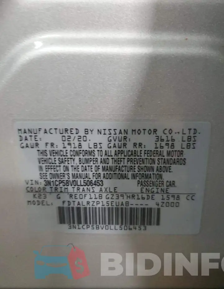 3N1CP5BV0LL506453 Photo# 13