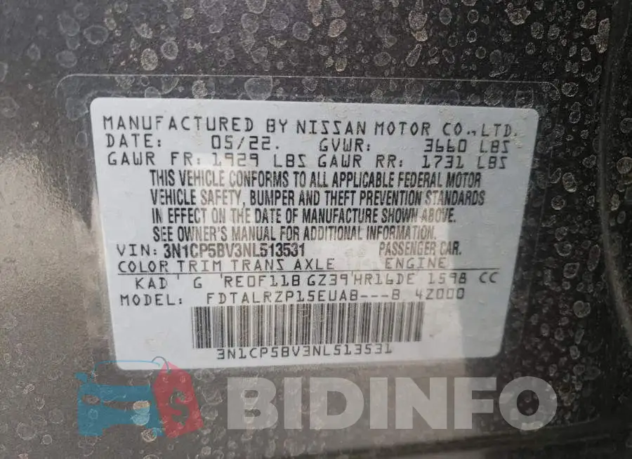 3N1CP5BV3NL513531 Photo# 14