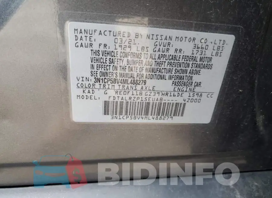 3N1CP5BV4ML488279 Photo# 12