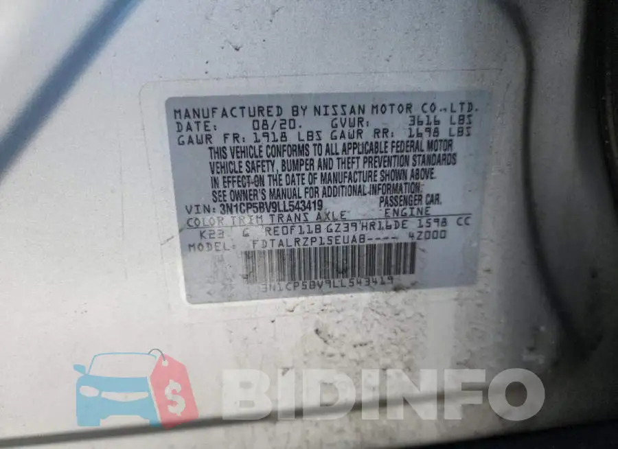 3N1CP5BV9LL543419 Photo# 12