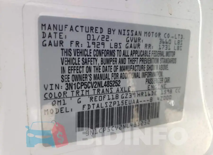 3N1CP5CV2NL485252 Photo# 14