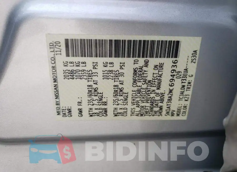 5N1AT3BA2MC694936 Photo# 13