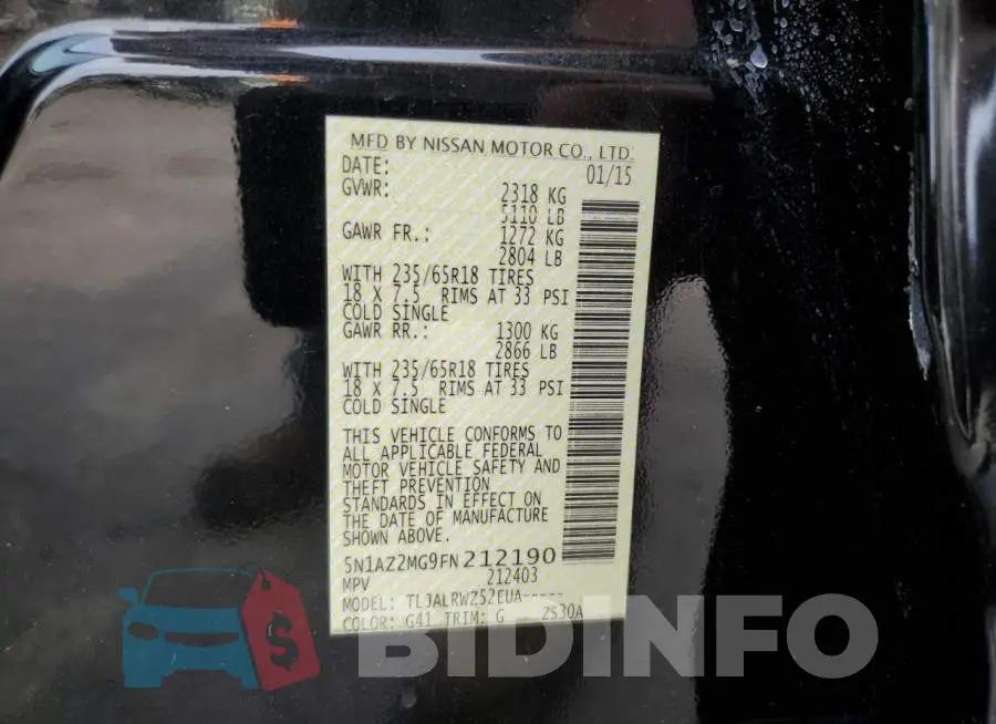 5N1AZ2MG9FN212190 Photo# 12