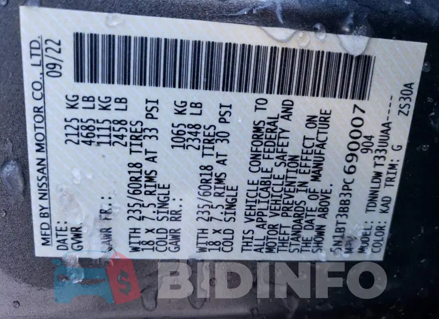 5N1BT3BB3PC690007 Photo# 13
