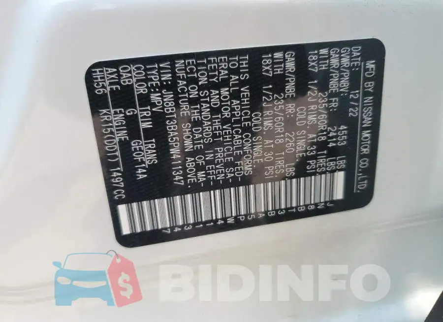 JN8BT3BA5PW411347 Photo# 13