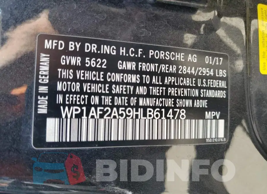 WP1AF2A59HLB61478 Photo# 13